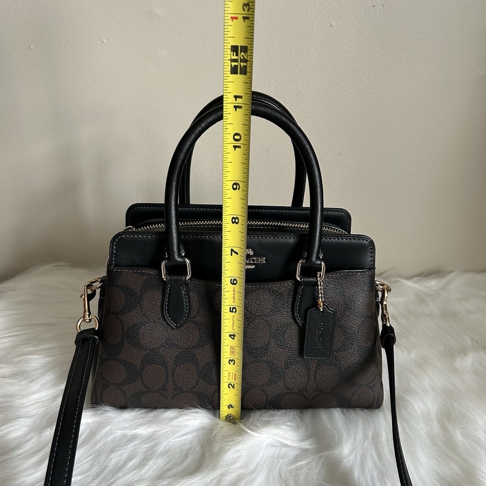 Coach Mini Darcie Carryall Brown Black Signature Canvas Leather Excellent - Picture 14 of 15